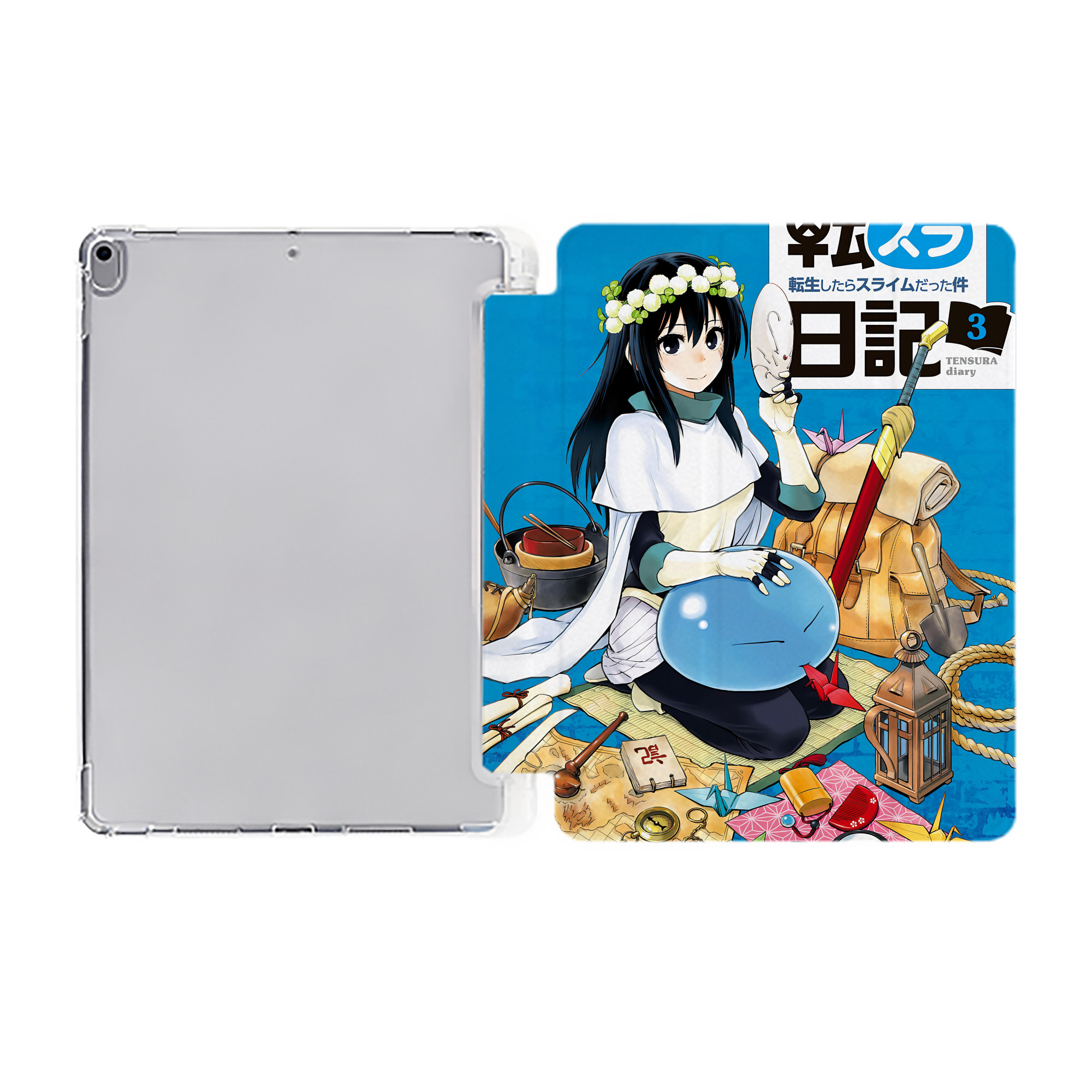 （画像用） 転スラ Regarding Reincarnated to Slime IPad ケース ペン収納付き 三つ折りスタンド PUレザー×シリコン 対応機種9.5/10.5/10.9インチ